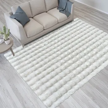 Koberec Koberec Merlin 3D s vysokým vlasem - 160 x 200 cm / bílá