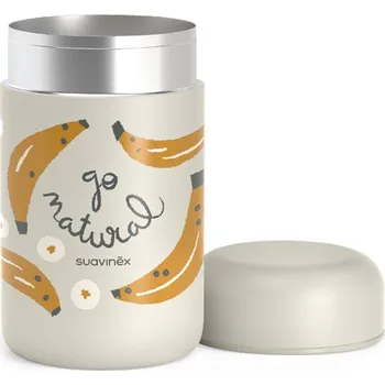 Termoska Suavinex Termoska na příkrmy GO NATURAL banánová šedá