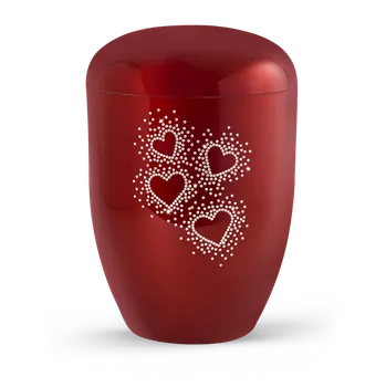 Smuteční dekorace Ekologická urna Karat Hearts - Červená