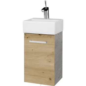 Koupelnový nábytek Dřevojas Umyvadlová skříňka HOST SZD 35 - N01 Bílá lesk / Úchytka T03 / D22 Karamel / Levé