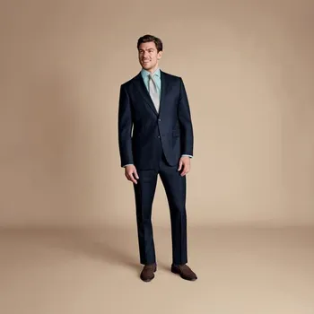 Pánská casual bunda Charles Tyrwhitt Natural Stretch Twill Suit Jacket — Navy