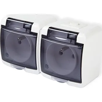 Elektrická zásuvka UNIVEX Dvojzásuvka GHE-2d bílá/kouřové IP44 626