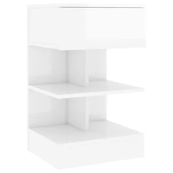 Noční stolek Noční stolek dřevotříska 808660 40 x 35 x 65 cm leskle bílý