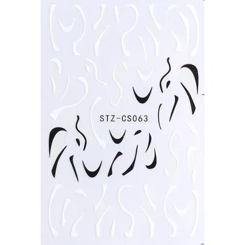 Samolepky na nehty proužky - černo-bílé CS063