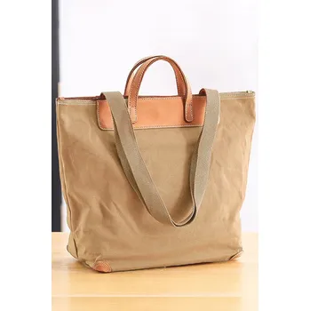 Glara Plátěný retro shopper s koženými detaily do ruky i přes rameno 1016635