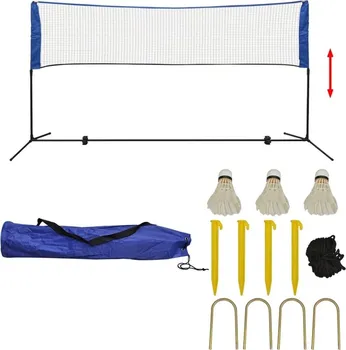 Badmintonová síť Sada badmintonové sítě a košíčků 91307 300 x 72 cm modrá/bílá