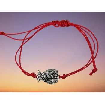 Náramek Červený ochranný náramek s andělským křídlem
