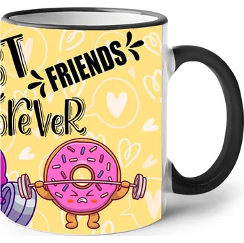 Keramický hrnek Best friends forever, Barva Černá, Velikost 330 ml, Canvas Keramický hrnek s barevným uchem Bezvatriko.cz 2511