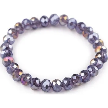 Náušnice Náramek pružný z broušených korálků s AB efektem - 3 modrá tmavá AB