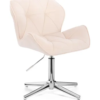 LuxuryForm DESIGN Kosmetická židle MILANO VELUR na stříbrném kříži - krémová