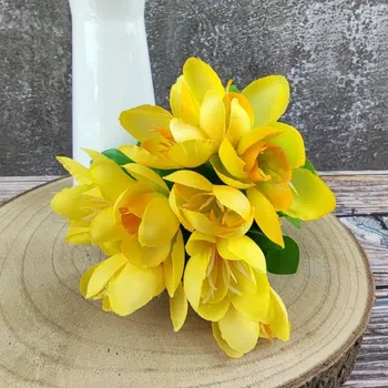 umělá květina Umělé krokusy žluté- svazek 10 ks, 20 cm