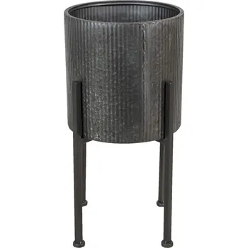 Květináč Šedý kovový květináč ve stojanu Oteks - Ø 30*60 cm