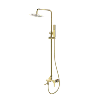 Vodovodní baterie Invena Glamour Trend, páková vanová-sprchová sada se sprchovým sloupem, zlatá lesklá, INV-AU-05-B09-V