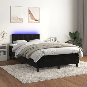 Postel vidaXL Box spring postel s matrací a LED 120x200 cm samet [3134635] Barva: Černá