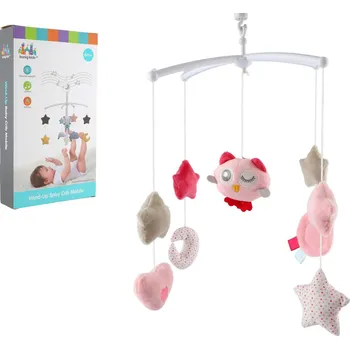 Kolotoč nad postýlku Kolotoč se sovičkou nad postýlku plast s natahovacím hrajícím strojkem růžový v krabici 19x33x5,5cm