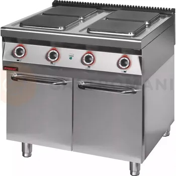 Sporák Elektrický sporák 4 hořákový 900 mm 4x4,0 kW na uzavřeném podstavci, skříňce | KROMET, 900.KE-4.S.D