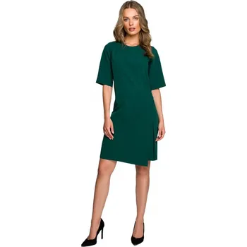 Dámské šaty Dámské dvouvrstvé šaty s předním dílem S326 Tmavě zelená - Stylove zelená M
