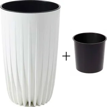 Květináč PLASTOVÝ KVĚTINÁČ STRIPPED ECO 42X25 CM BÍLÁ