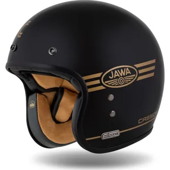 Helma na motorku Přilba Eso Jawa Pérák, CASSIDA (černá perleť/zlatá) 2026 3XL (65 až 66 cm)