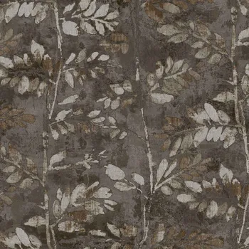 Tapeta Cristiana Masi by Parato Hnědá vliesová tapeta na zeď, větvičky, listy, 43809, Terra, Cristiana Masi by Parato, velikost 10,05 x 1,06 m