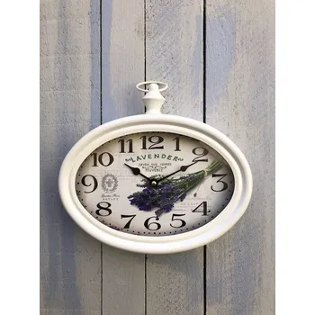Hodiny Oválné závěsné hodiny s levandulí