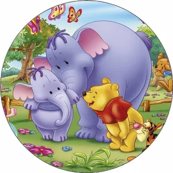 Jedlá dekorace na dort Jedlý papír Medvídek Pú a slůně 19,5 cm