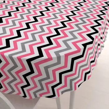 ubrus Bavlněný oválný ubrus Sandra SA-377 Růžovo-šedo-černé cik-cak proužky 100x160 cm