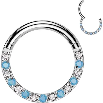 Piercing Segment kruh - helix / cartilage / tragus / septum piercing TITAN s tyrkysem (1,2 x 10 mm)
