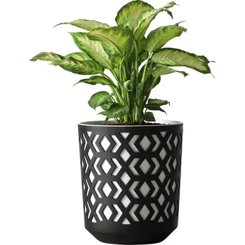 PLASTOVÝ KVĚTINÁČ ETNIC 20X19 CM ČERNÁ
