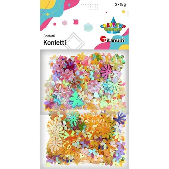 Konfeta Konfety, flitry, BAREVNÝ MIX, 10 vzorů, 2x15g/bal.