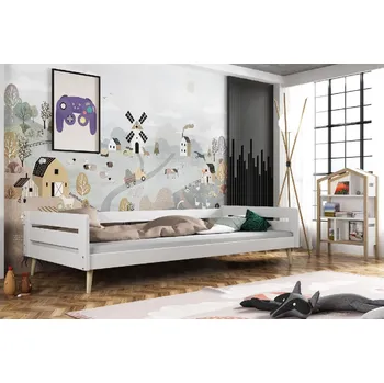 Postel Postel z masivu Betka bílá na nohách 160/80 cm + rošt ZDARMA