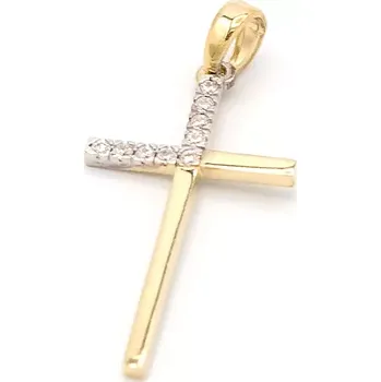 Přívěsek Zlatý přívěsek kříž se zirkony 0,80g