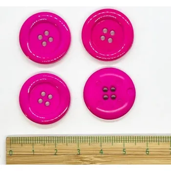Knoflík Knoflík plastový 4 dírkový 23mm neon růžová