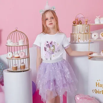 Dívčí sukně Dívčí asymetrická tutu sukně fialová se stříbrnými motýlky Velikost: 6T (110-116)