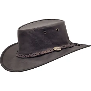 Klobouk Barmah Australský hnědý klobouk kožený z klokaní kůže (skládací) - SQUASHY SUNDOWNER KANGAROO Velikost: 57 cm (M)