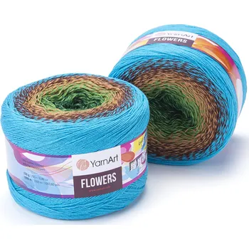 Galanterie Yarn Art příze Flowers 314 zelená, hnědá, tyrkysová