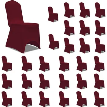 Potah na židli vidaXL Potahy na židle napínací vínové 30 ks