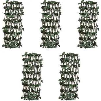 Plot vidaXL Vrbový trelážový plot 5 ks s umělými listy 180 x 30 cm [147751]