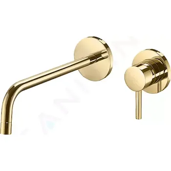 Vodovodní baterie Paffoni Light Umyvadlová baterie pod omítku s tělesem, 2-otvorová instalace, zlatá, LIG006HG70