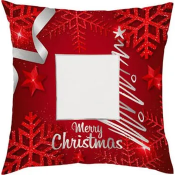 Povlak na polštářek Vánoční povlak na polštář s rámečkem samet - 38x38 cm - červený sublimace termotransfer
