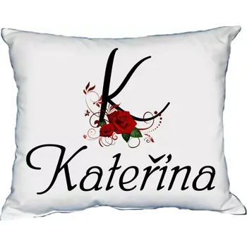 Dekorativní polštářek Polštář s dámským jménem KATEŘINA Bílý (polštářek dámské jméno )