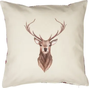 Povlak na dekorativní polštářek Béžový povlak na polštář s jelenem Cosy Lodge - 40*40 cm