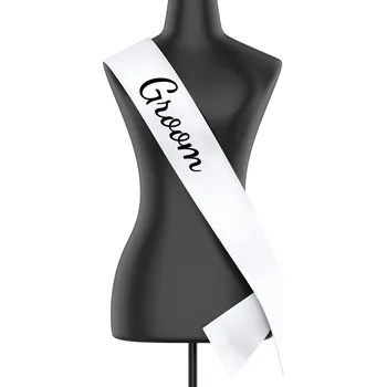 Party dekorace Šerpa Groom, Barva Bílá, Velikost šířka šerpy 10,8 cm, Canvas Šerpa 2519