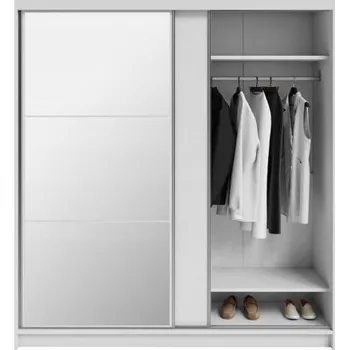 Šatní skříň Šatní skříň DENVE 200x218x60,3 cm bílá se zrcadlem