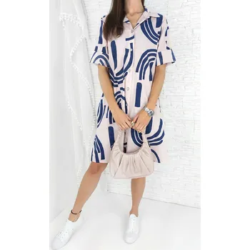 Dámské šaty New collection Růžové šaty s potiskem MA-24080PI Velikost: XS-L