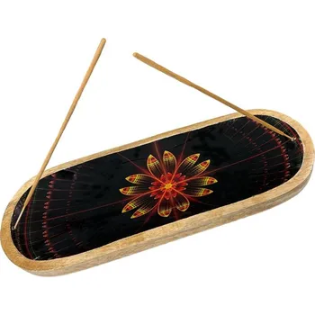 Vonná tyčinka Mani Bhadra Mani Bhadra Stojánek na vonné tyčinky Dřevo mango Lotos (černý), 28 cm