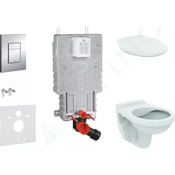 WC sada Grohe Uniset Set předstěnové instalace, klozet Alpha se sedátkem, tlačítko Skate Cosmopolitan, chrom, 38643SET-KR