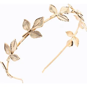 Flamenco Mystique Zlatý Pásek do Vlasů s 7 Listy, Slitina Obecných Kovů, 37 cm x 3 cm