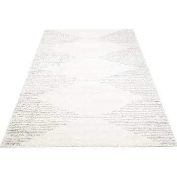 Koberec Makro Abra Kusový koberec Shaggy DELHI 4075A krémový šedý Rozměr: 80x150 cm