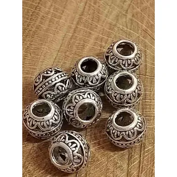 Korálek Kovové korálky s velkým průvlekem 9x11 mm barva platina